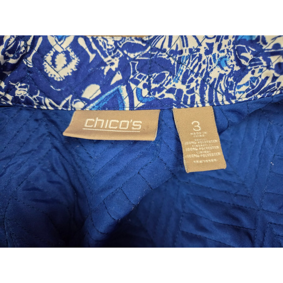 Chicos Quilted Paisley Snap Button Lightweight Jacket Size 3 XL 16/18 - Picture 4 of 6